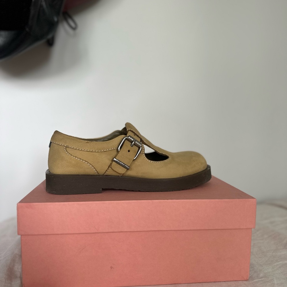 ACNE Khaki Beige Suede Flats with Rubber Sole - Picture 7 of 8